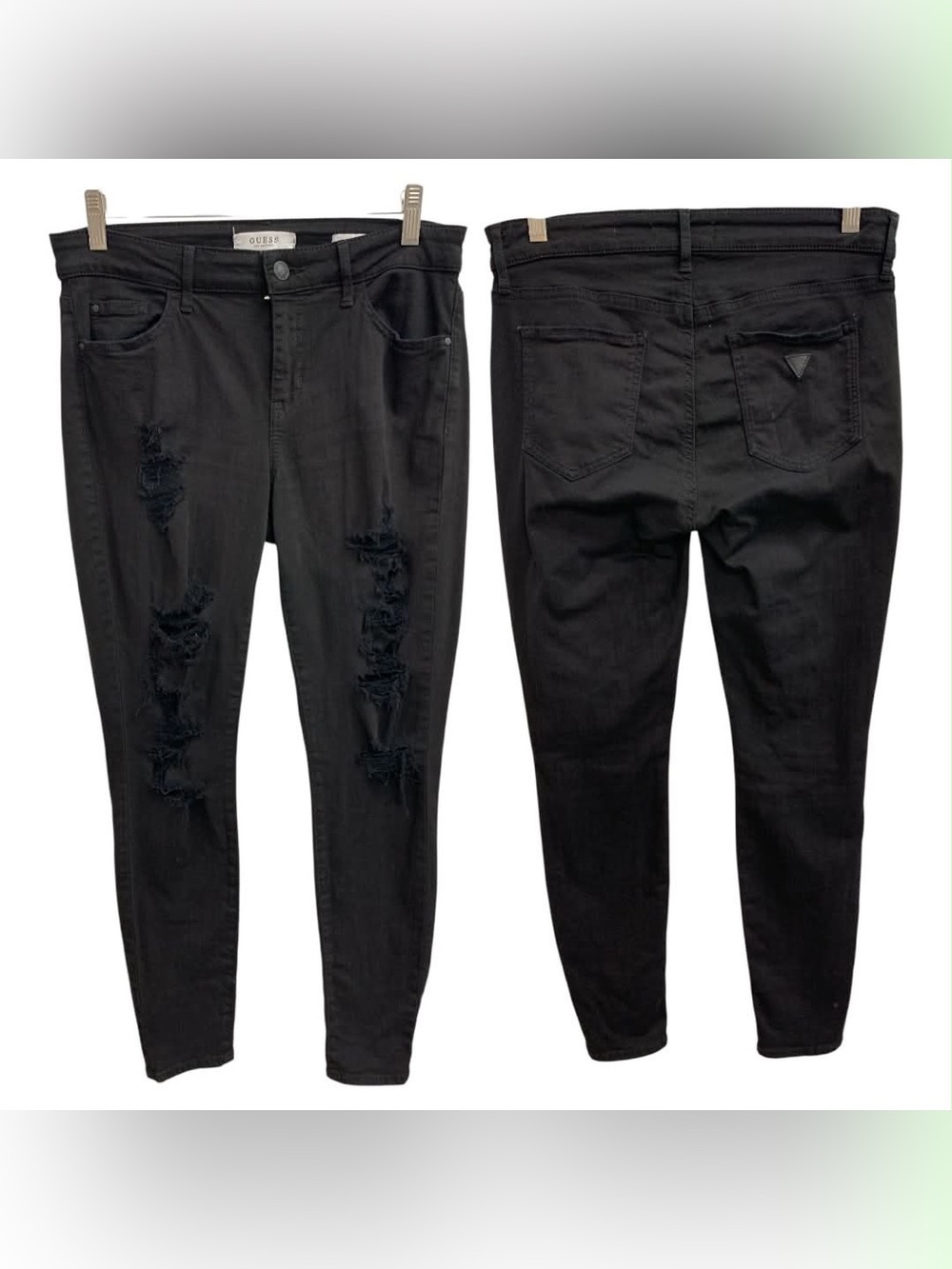 Guess Black Distressed Skinny Jeans Size M